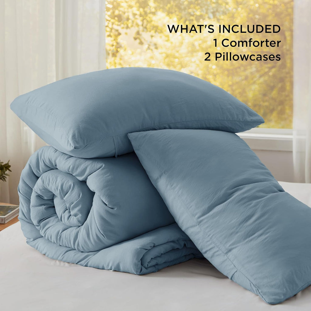 Bedsure Super King Comforter Set, Dusty Blue Soft Prewashed Bedding for All Seasons, 3 Pieces GentleSoft™ Bed Set, 1 Lightweight Comforter (120'x120') and 2 Pillowcases (20'x36')
