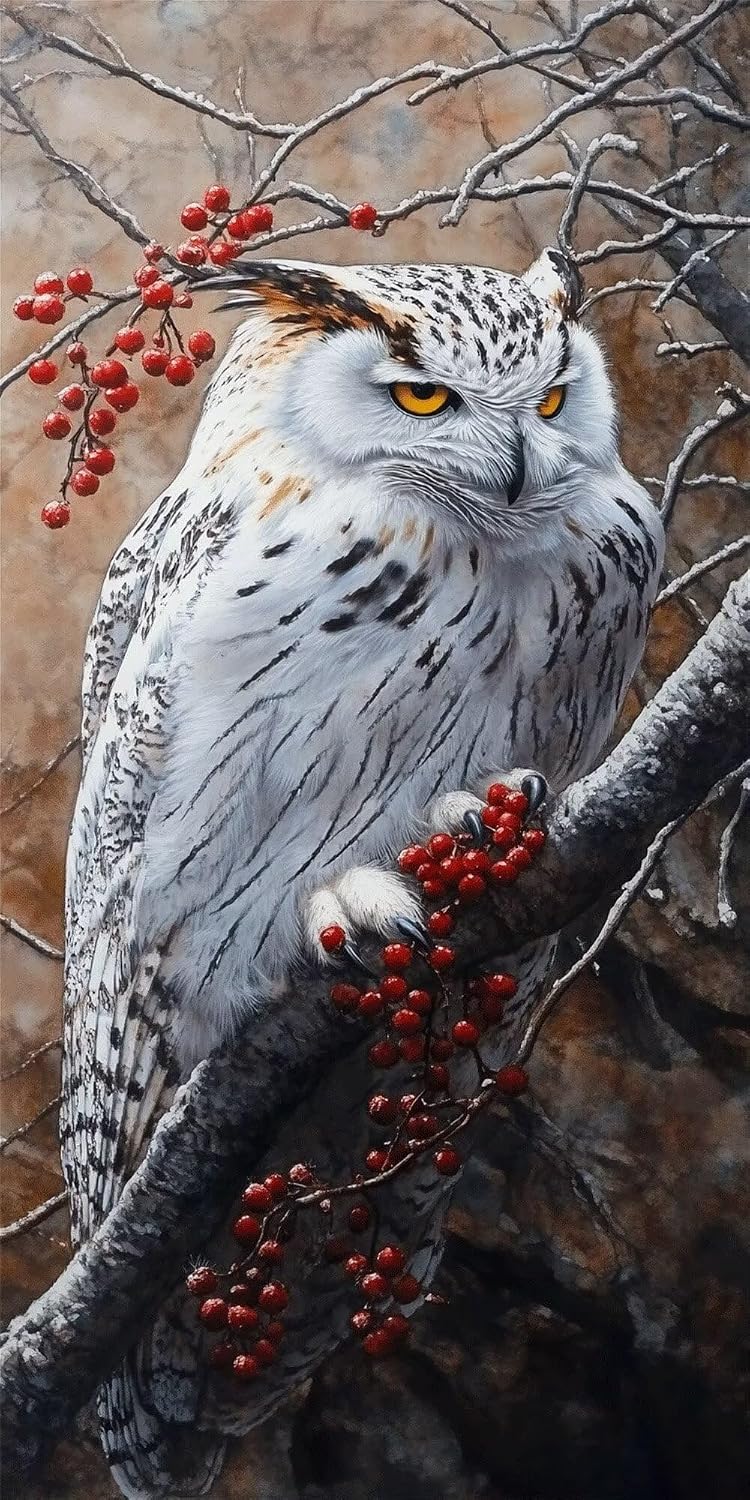 Diamond Art Kits for Adults Owl Diamond Painting Kits 5D DIY Round Snow Full Drill Dimond Art Paintings Crystal Rhinestones Crafts for Adults for Gift Home Wall Decor, Large Size 36 x 72 Inch,Model987