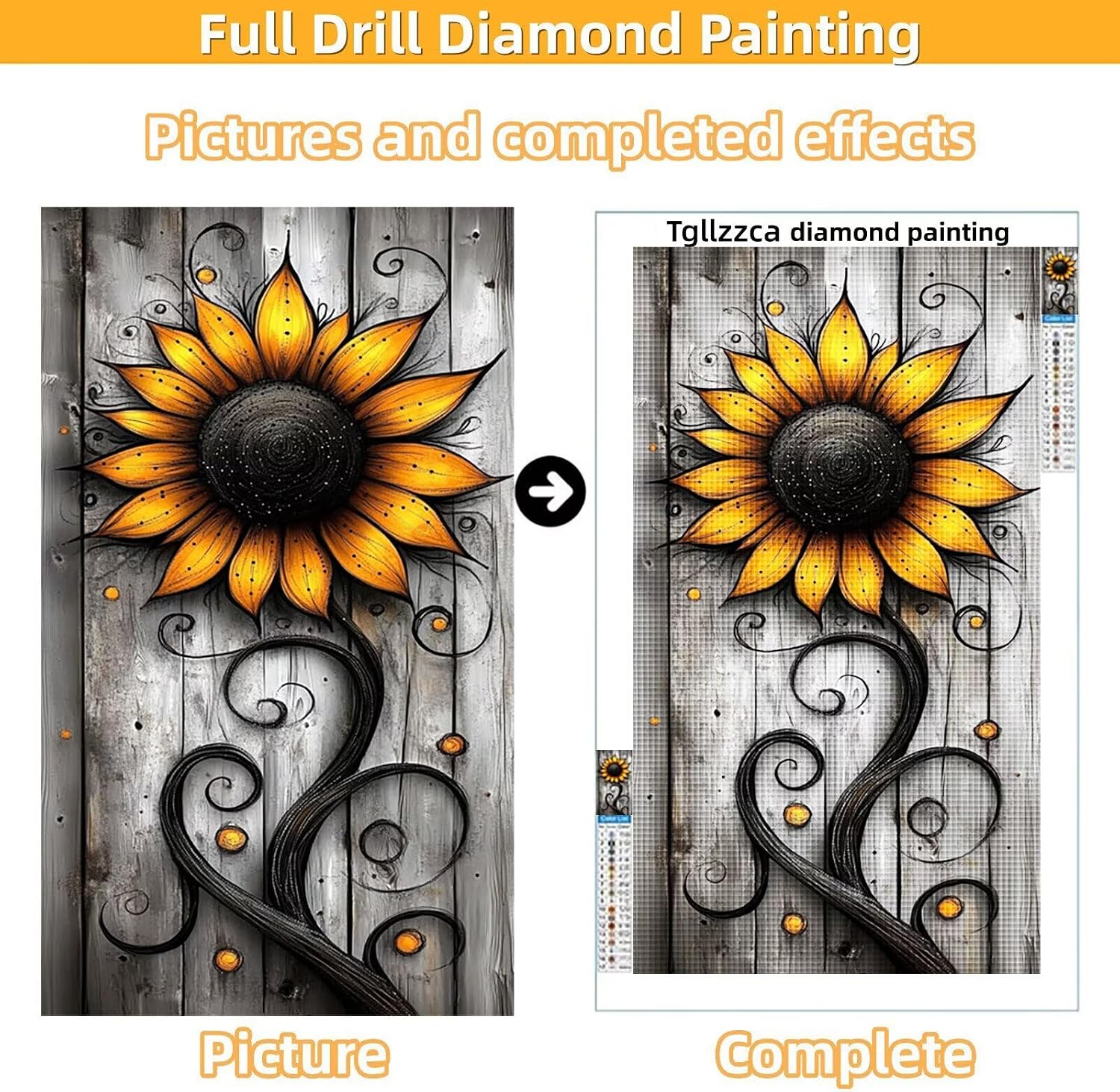 Diamond Art Kits for Adults Sunflower Diamond Painting Kits, 5D DIY Round Flower Full Drill Dimond Art Paintings Crystal Crafts for Adults for Gift Home Wall Decor, Large Size 36 x 72 Inch, Model873