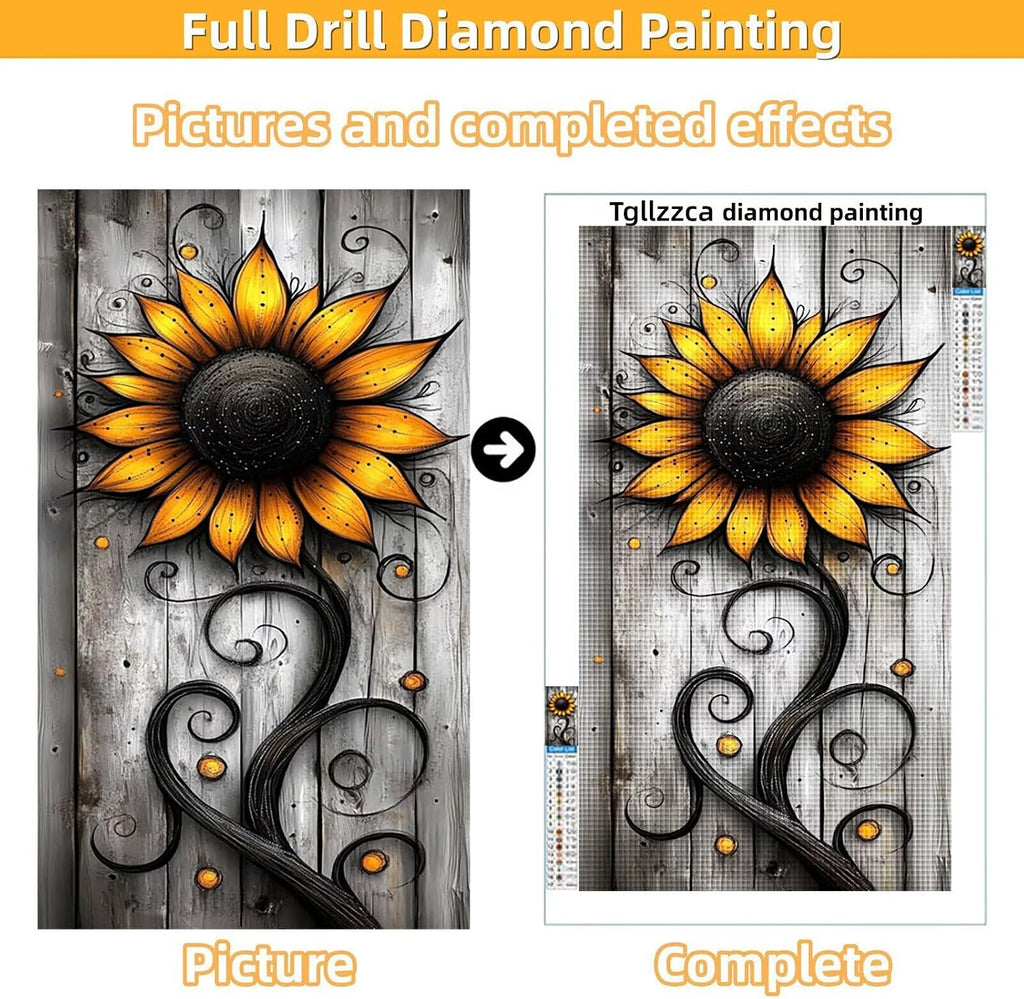 Diamond Art Kits for Adults Sunflower Diamond Painting Kits, 5D DIY Round Flower Full Drill Dimond Art Paintings Crystal Crafts for Adults for Gift Home Wall Decor, Large Size 40 x 80 Inch, Model873
