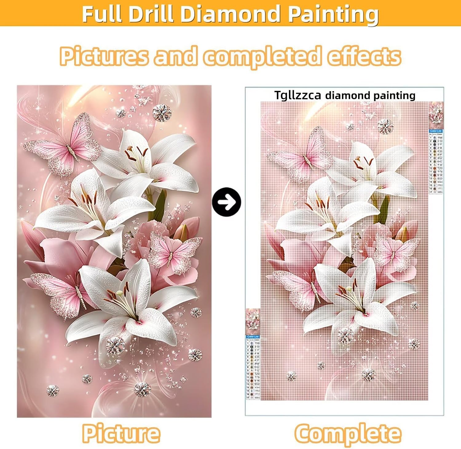 Diamond Art Kits for Adults Flower Diamond Painting Kits, 5D DIY Round Butterfly Full Drill Dimond Art Paintings Crystal Crafts for Adults for Gift Home Wall Decor, Large Size 40 x 80 Inch, Model915