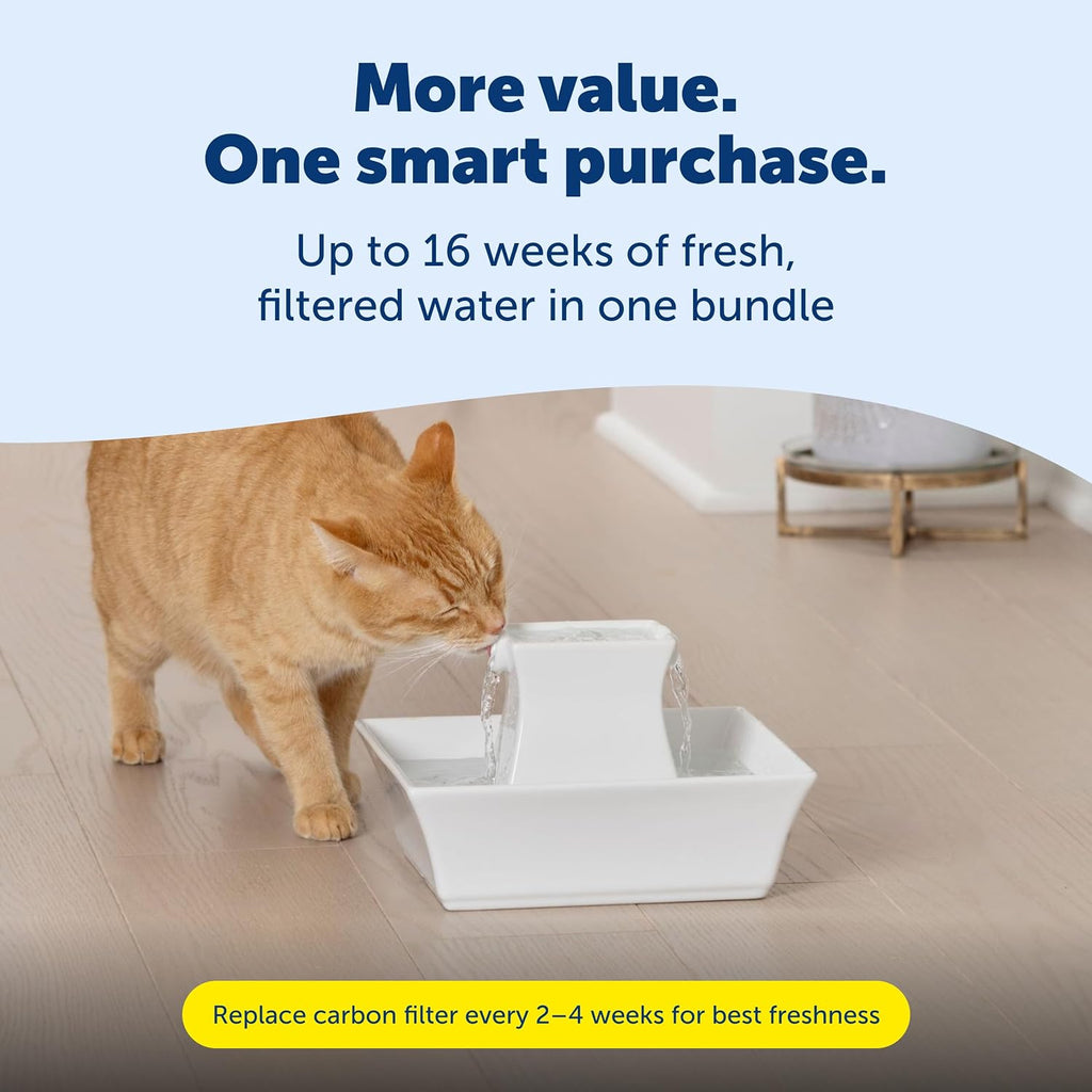 PetSafe Drinkwell Pagoda Pet Fountain 70 oz/ 2L Capacity,Elevated Indoor Ceramic Cat Water Fountain, 2 Levels of Free-Falling Stream, Included Carbon & Foam Filter Provide Fresh Water with Every Sip