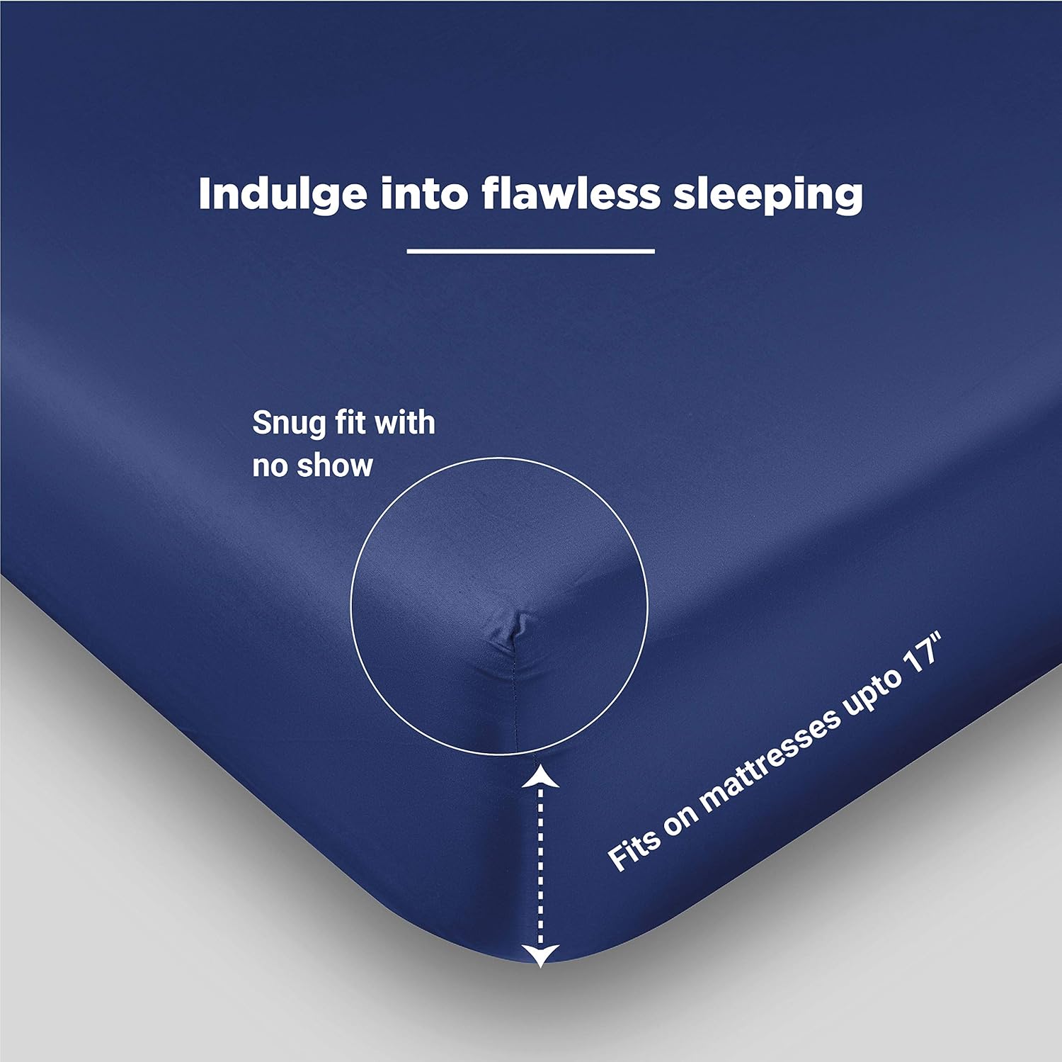 Fabdreams 100% Organic Cotton Percale Weave Queen Size Sheet Set, 300 TC, GOTS Certified, Cool & Crisp, Breathable, Fits Mattresses Up to 17' Deep, Durable Luxury – Dark Blue