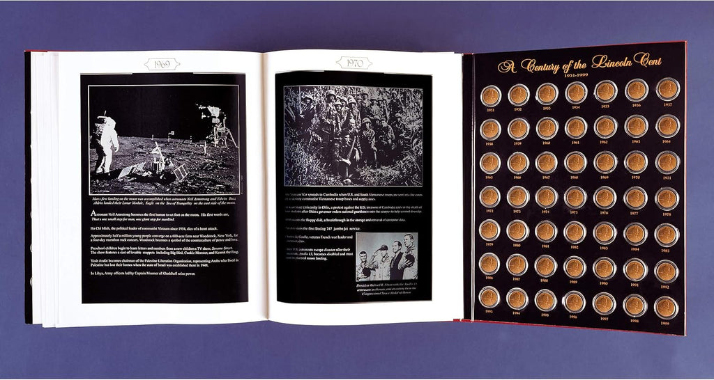American Coin Treasures Lincoln Penny Anthology Coffee Table Book and Coin Set| 1909 to 1999 Wheat and Memorial Cents | Certificate of Authenticity | Collectible Coins 20th Century |