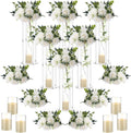 Daifunli 6 Set 20 Inch Tall Acrylic Vase Stand Wedding Centerpieces Holder with Artificial Flower Balls and LED Lights Candles for Wedding Party Table Home Decorations