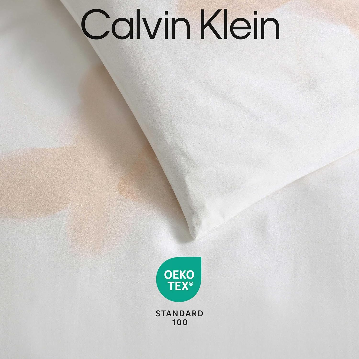 Calvin Klein - Queen Duvet Cover Set, 100% Cotton Sateen Bedding with Shams, Soft and Breathable, Smooth Silky Feel with Subtle Sheen, Button Closure, Liquid Floral Beige