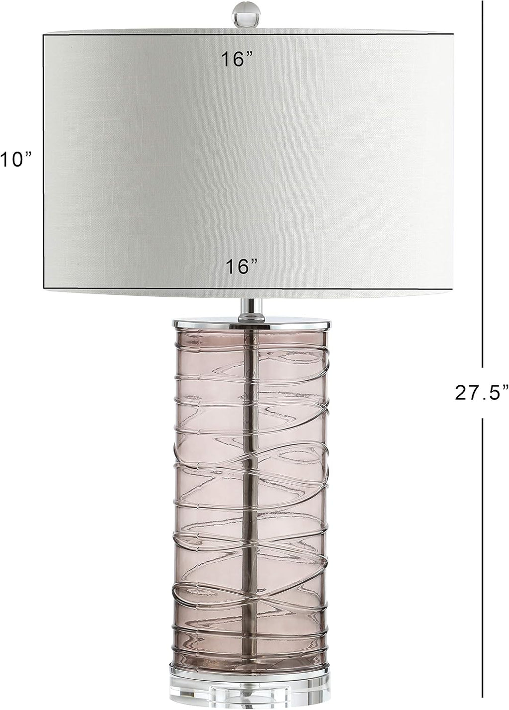 JONATHAN Y 27.5' Smoky Gray Modern Fused Glass Table Lamp Set of 2 for Bedroom Living Room, Coastal Nightstand Bedside Lamp with White Linen Shade, LED Bulbs Included (JYL4016C-SET2)