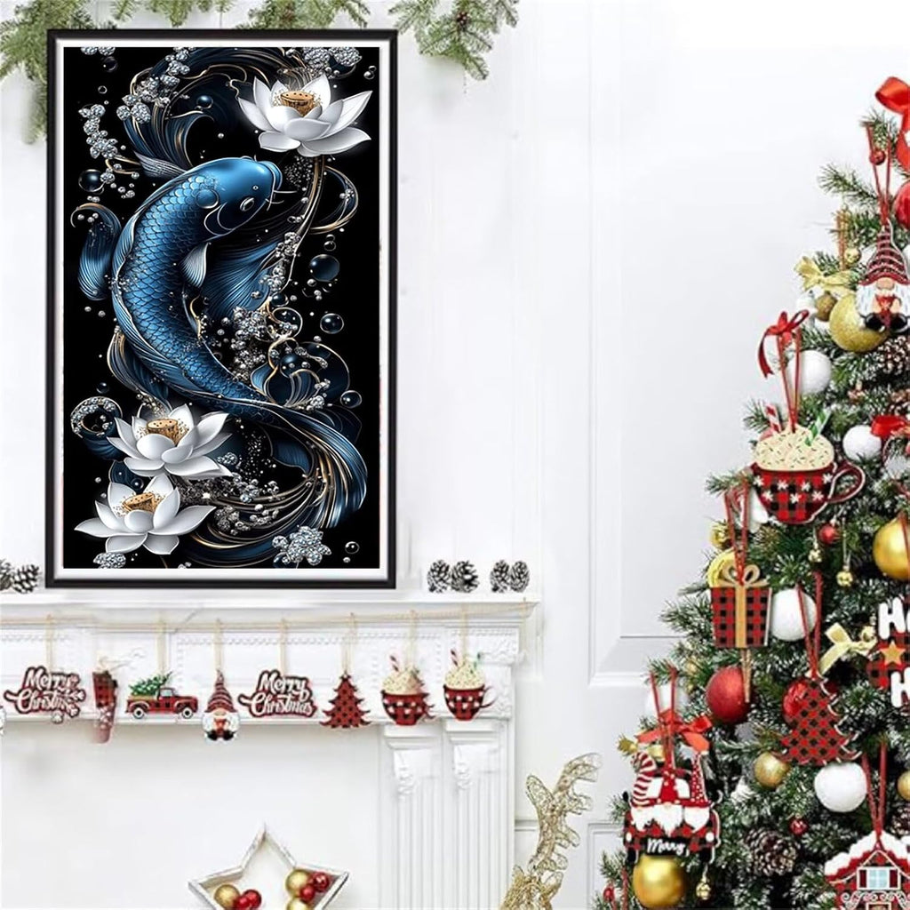 Diamond Art Kits for Adults Fish Diamond Painting Kits, 5D DIY Square Flower Full Drill Dimond Art Paintings Crystal Rhinestones Crafts for Adults for Home Wall Decor, Large Size 36 x 72 Inch,Model930