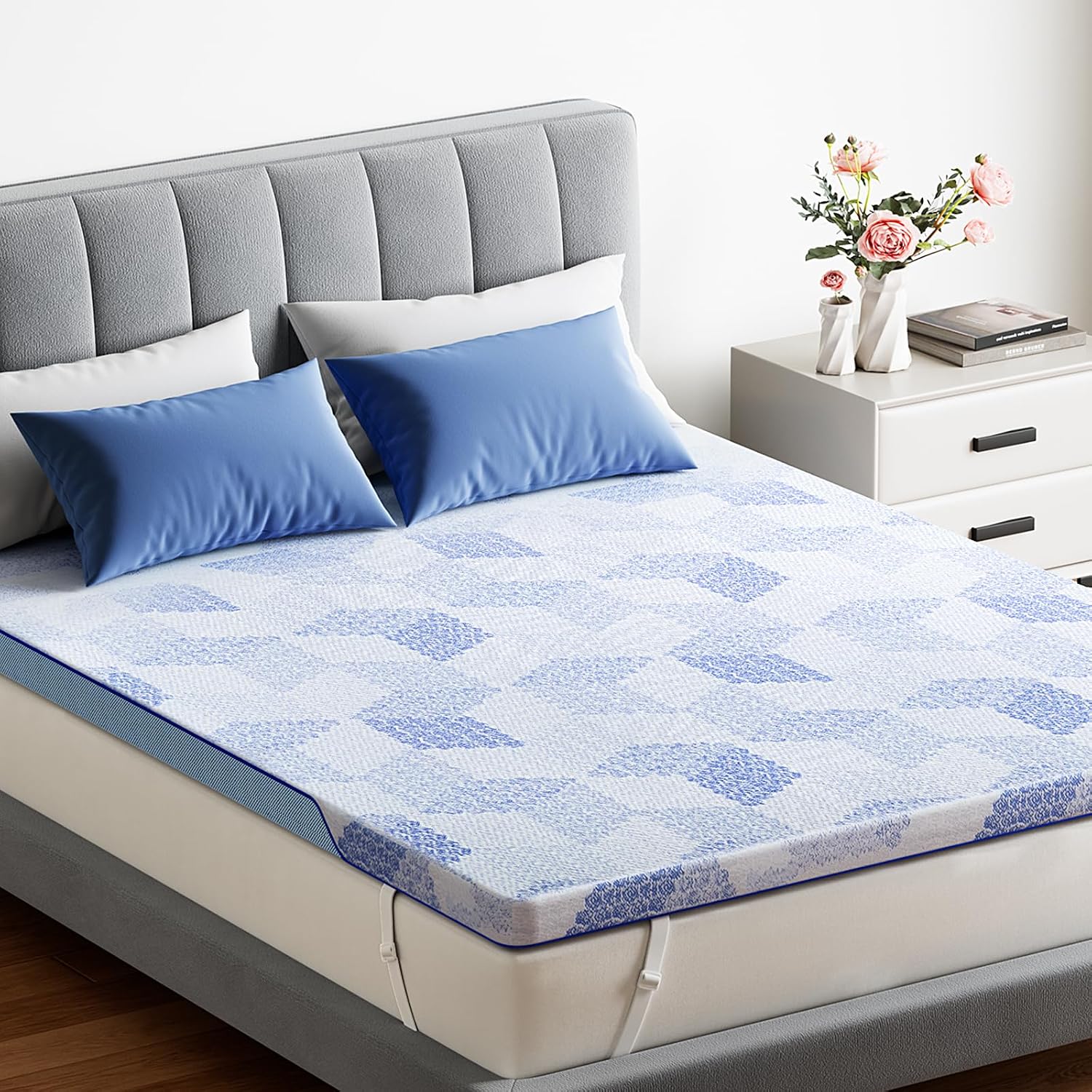 PERLECARE King 3 Inch Medium-Firm Memory Foam Mattress Topper, CertiPUR-US®, Cooling Bamboo Cover, Removable&Washable, Oeko-Tex Certified