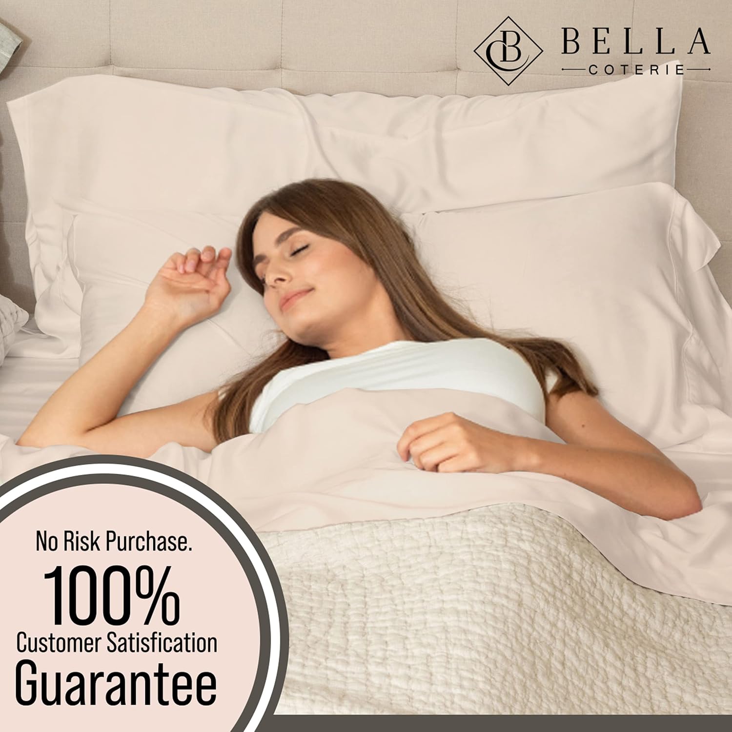 Bella Coterie Luxury Bamboo Viscose Queen Size Sheet Set | 100% Organically Grown | Ultra Soft | Cooling for Hot Sleepers | 18' Deep Pocket [Champagne]