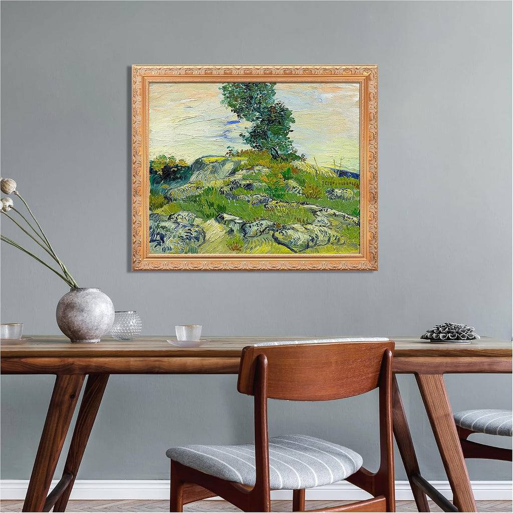BOTTEGAARTS The Rocks Wallart Image Size:30x24 Framed Size:34.5x26.5 Wooden Golden Frame Vangogh Classic Art Reproductions. Giclee Print