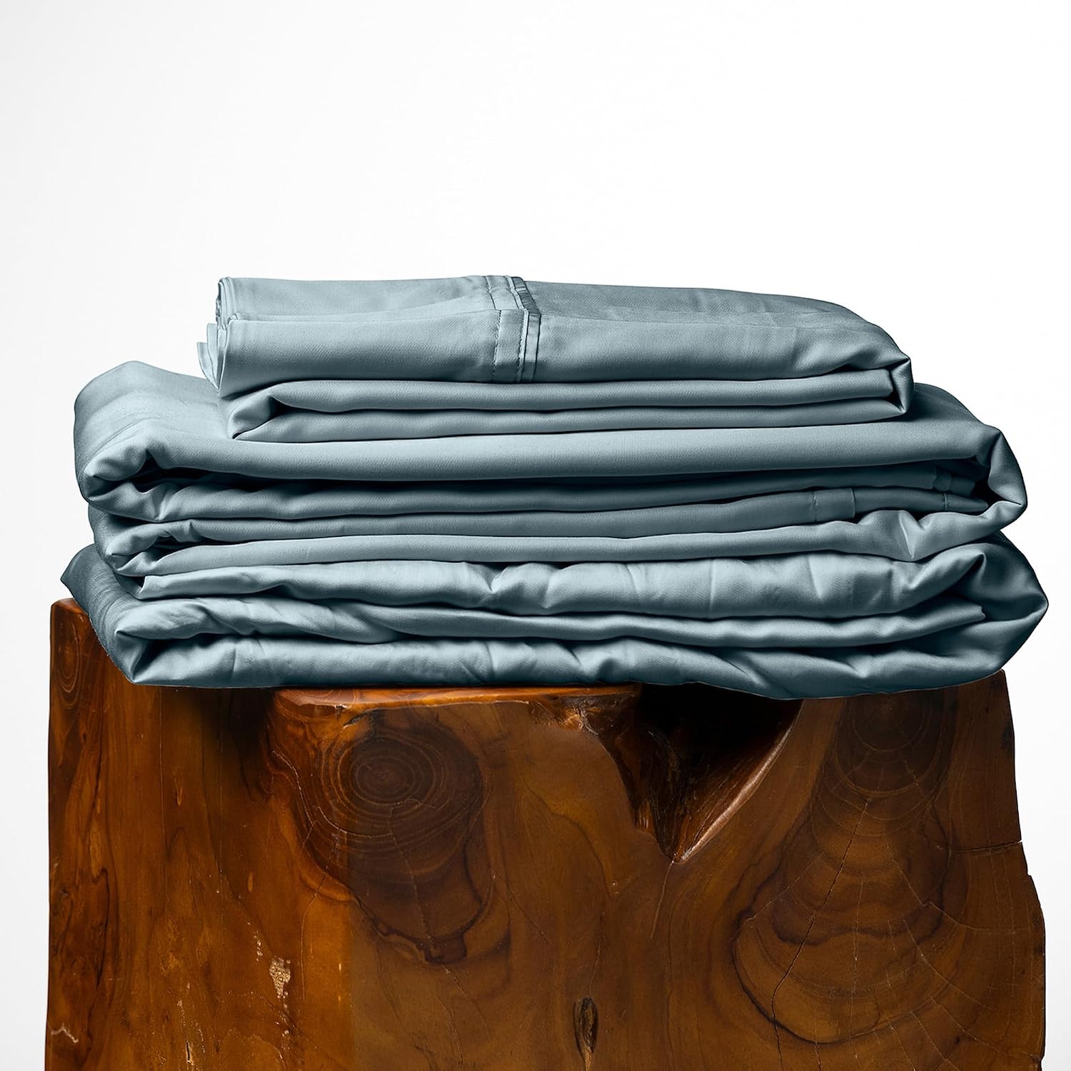 Olive + Crate Tencel Lyocell Eucalyptus Queen Size Sheet Set - Cooling Tencel Sheets for Hot Sleepers with 18 Inch Deep Pocket Fit - Basalt Blue 4-Piece Set