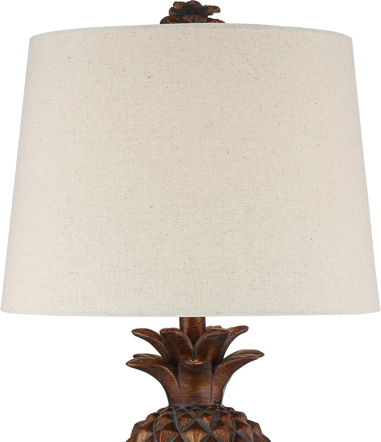 Regency Hill Paget 23 3/4' High Pineapple Small Coastal Tropical Accent Table Lamps Set of 2 Brown Living Room Bedroom Bedside Nightstand House Office Home Reading Fabric Oatmeal Shade