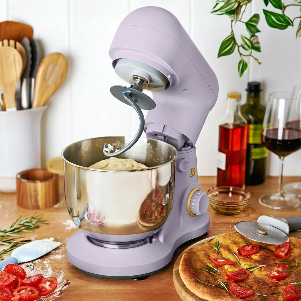 3.5 Qt Stand Mixer, 300W Powerful Motor, Tilt-Head Design with Stainless Steel Bowl, 12 Speeds, Includes Dough Hook Whisk Beater for Baking Mixing (Lavender)
