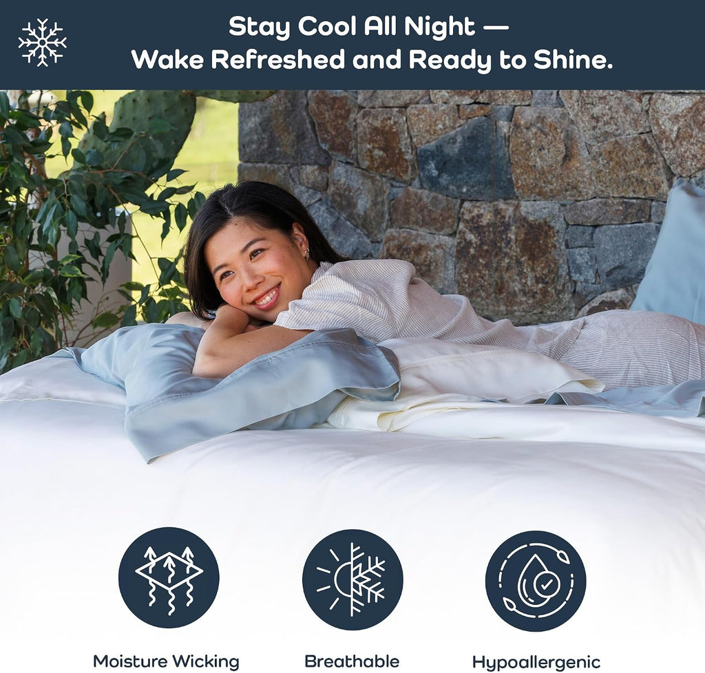 Olive + Crate Tencel Lyocell Eucalyptus California King Sheets - Cooling Tencel Sheets for Hot Sleepers with 18 Inch Deep Pocket Fit - Moss 4-Piece Set