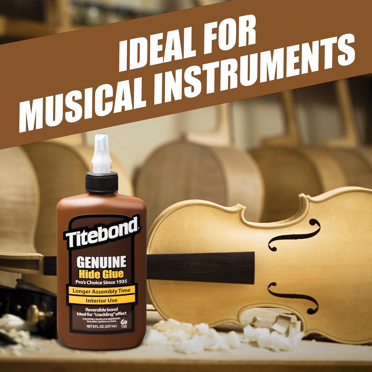 Titebond Genuine Hide Glue 8 Oz. (12 Pack) – Adhesive for Fine Furniture, Antique Restoration, Musical Instruments, Slow Set, Creep-Resistant, Creates Crackling Effect on Wood – 5013