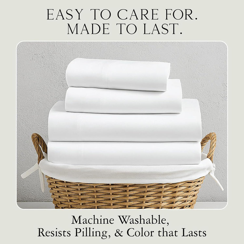 KARISSA MAE 6 Piece Pure Viscose from Bamboo King Size Sheet Set | 100% FSC Certified | Luxuriously Soft | Cooling | 18' Deep Pocket w/Corner Straps | 4 Pillowcases [Dune]