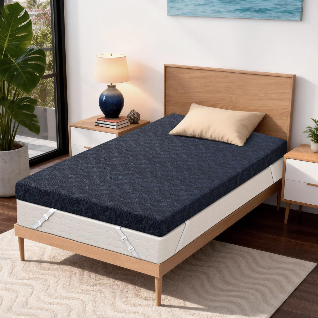 Extra Firm Mattress Topper Twin XL Size, 3 Inch High Density Cooling Memory Foam Mattress Topper for Back Pain Relief, Bamboo Charcoal Cooling Gel Infused Bed Topper with Washable Cover, CertiPUR-US