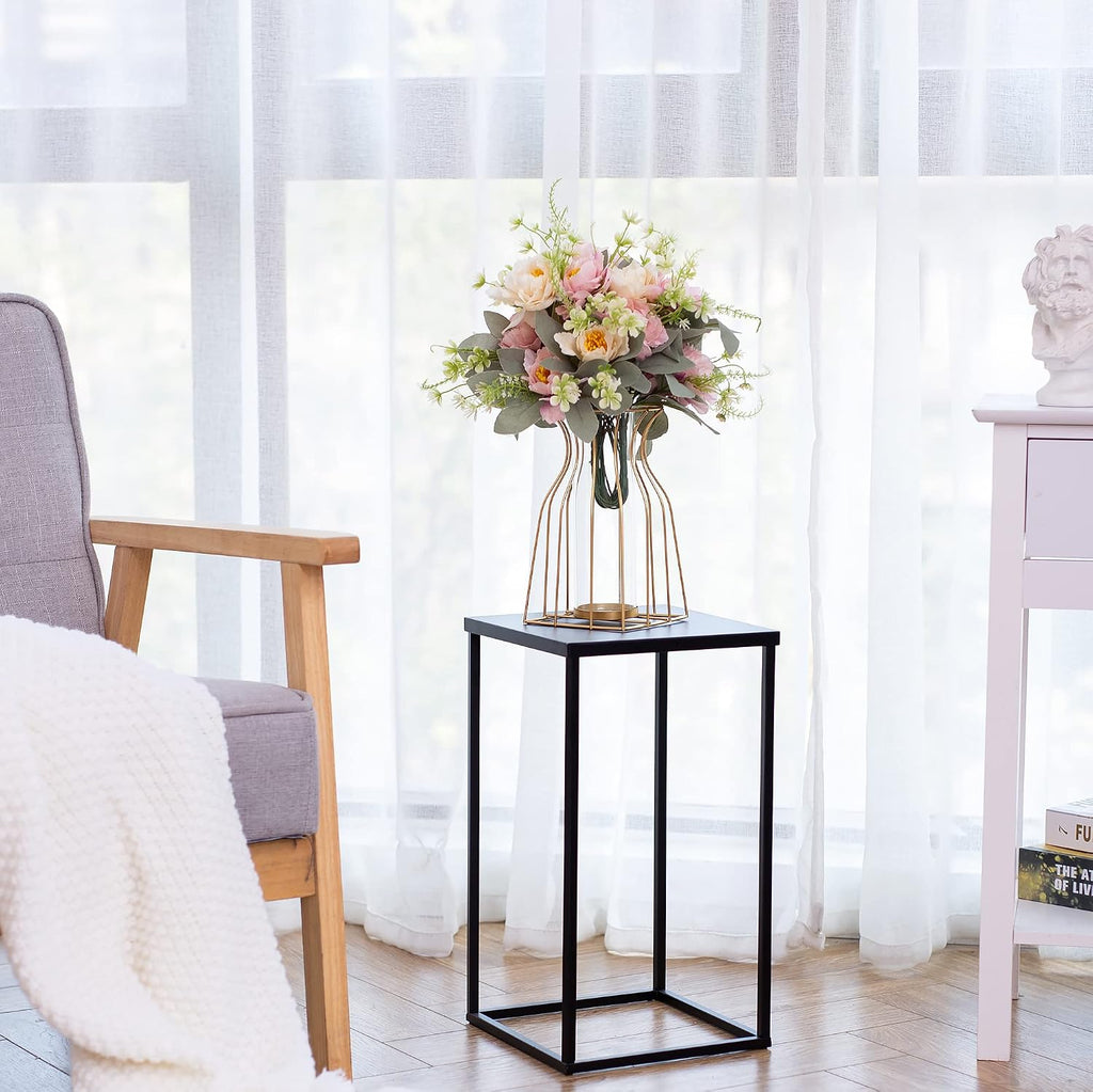 Black Plant Stand Pedestal Stand - 10 Pcs Metal Plant Stand, 15.75in Tall Flower Stand Vase Flower Holder, Wedding Centerpieces for Tables, Corner Planter Pot Rack for Living Rooms, Home, Patio Decor