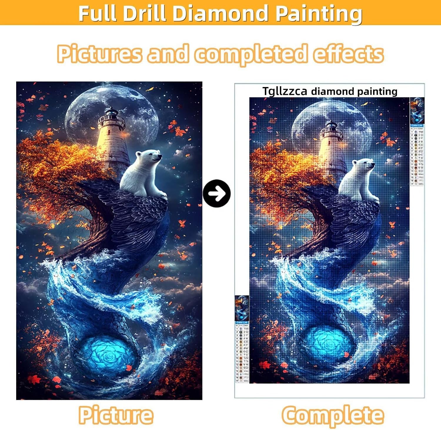Diamond Art Kits for Adults Lighthouse Diamond Painting Kits, 5D DIY Round Animal Full Drill Dimond Art Paintings Crystal Crafts for Adults for Gift Home Wall Decor, Large Size 40 x 80 Inch, Model675