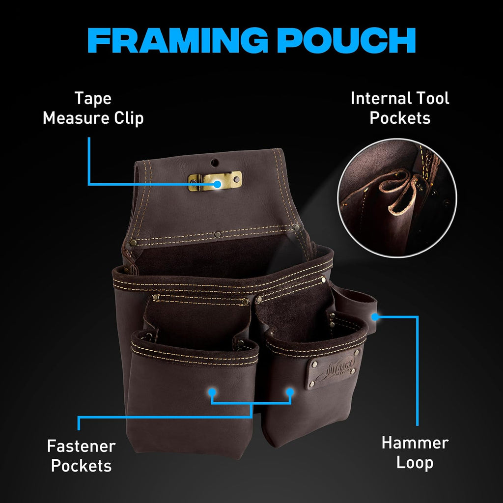 OX Pro Construction Tool Belt - 22-Pocket Leather Tool Belt Pouches - Made of Oil-Tanned Leather with Double-Stitching and Steel Rivets Morrales De Construccion OX-P263604
