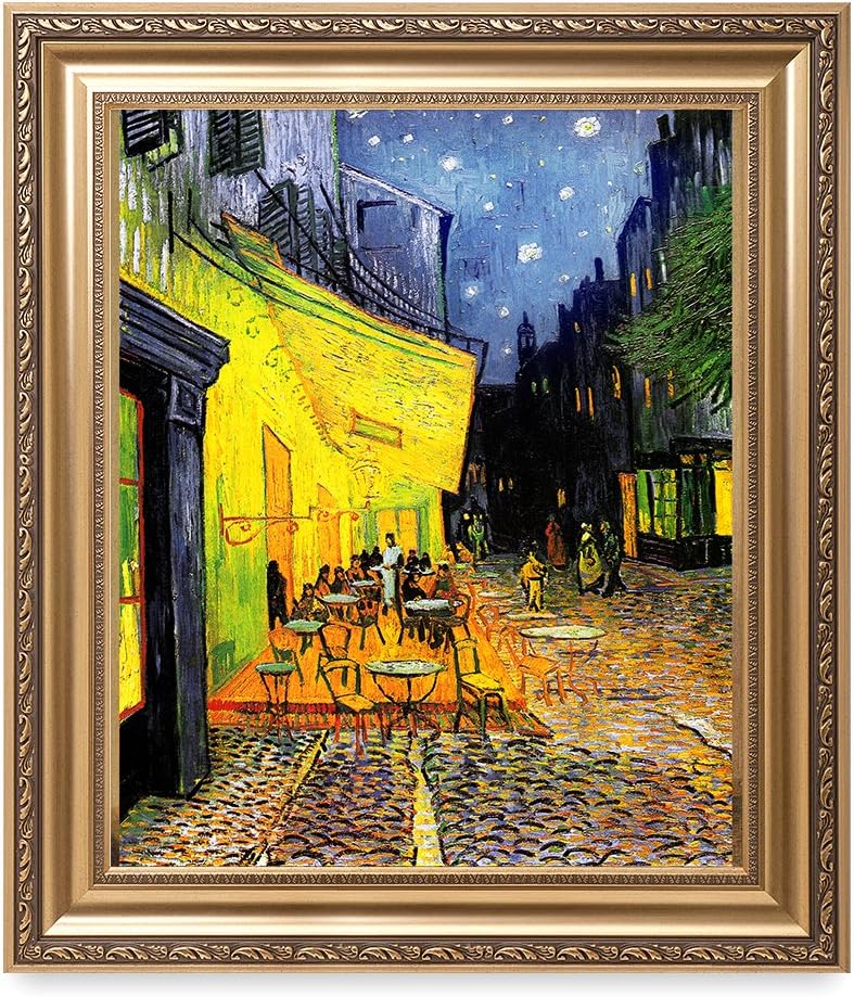 DECORARTS - Cafe Terrace At Night, Vincent Van Gogh Classic Art. Giclee Print & Framed Art for Wall Decor. Framed size: 30x26