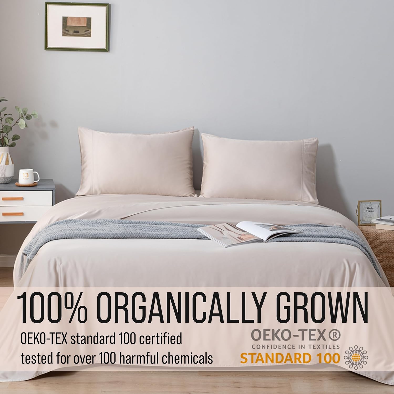 Bella Coterie Luxury Bamboo Viscose Queen Size Sheet Set | 100% Organically Grown | Ultra Soft | Cooling for Hot Sleepers | 18' Deep Pocket [Dune]
