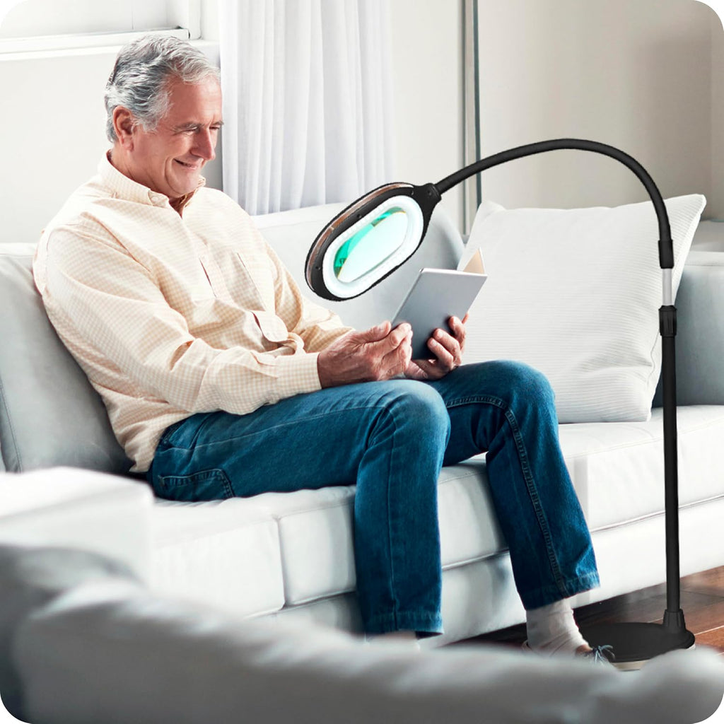 Brightech LightView Pro Magnifying LED Desk Lamp with Flexibility & Durability, 3 in 1 LED Glass Magnifier, Work Light for Hobbies & Reading - Black