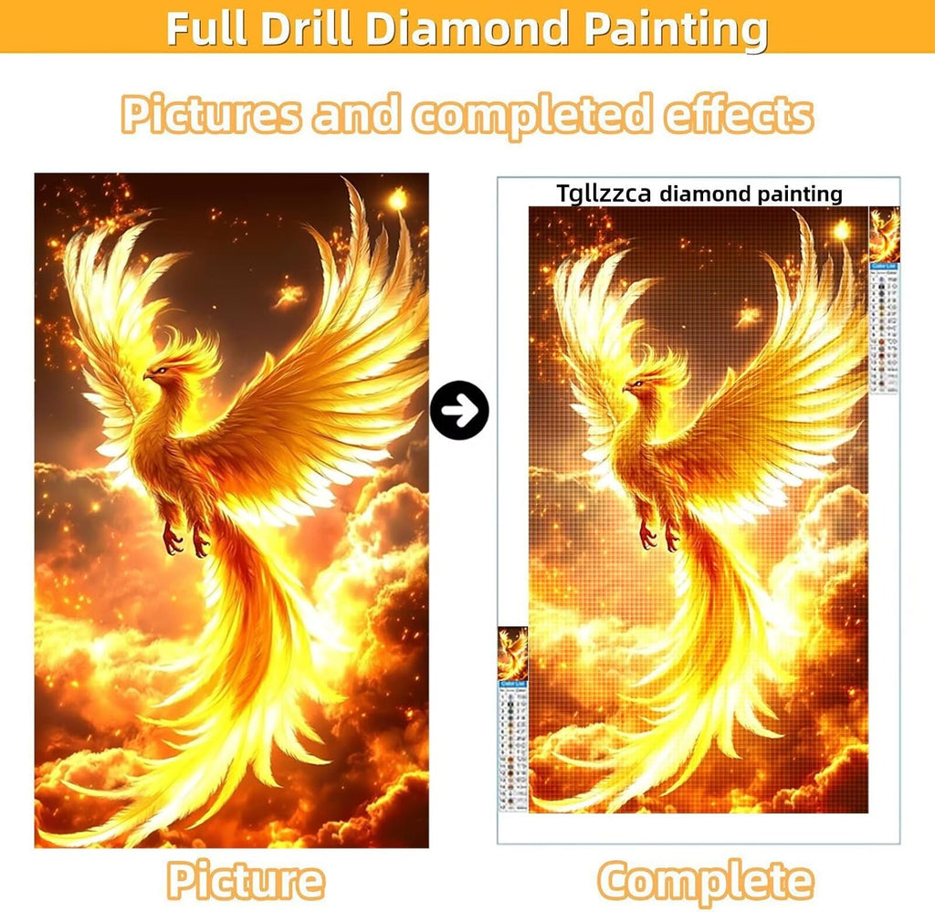 Diamond Art Kits for Adults Animal Diamond Painting Kits, 5D DIY Square Phoenix Full Drill Dimond Art Paintings Crystal Crafts for Adults for Gift Home Wall Decor, Large Size 36 x 72 Inch, Model912
