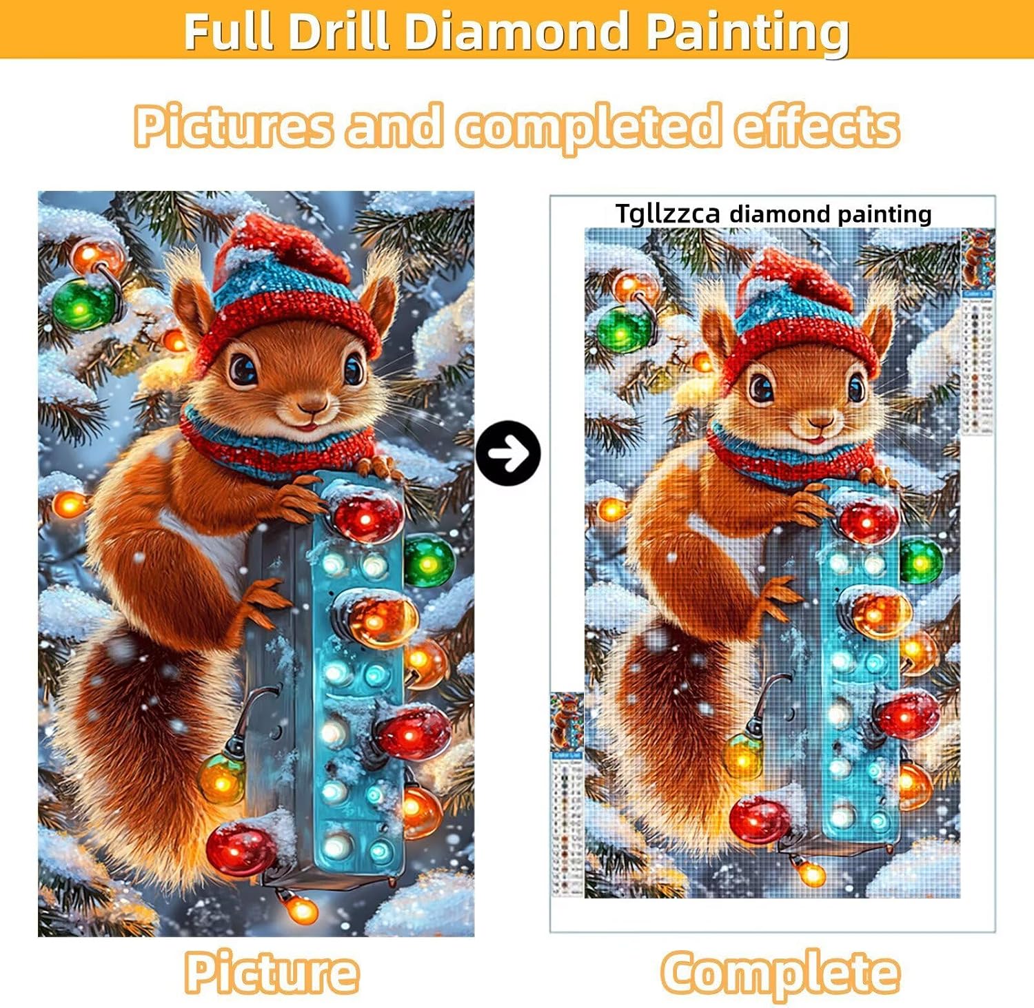 Diamond Art Kits for Adults Squirrel Diamond Painting Kits, 5D DIY Square Animal Full Drill Dimond Art Paintings Crystal Crafts for Adults for Gift Home Wall Decor, Large Size 40 x 80 Inch, Model810