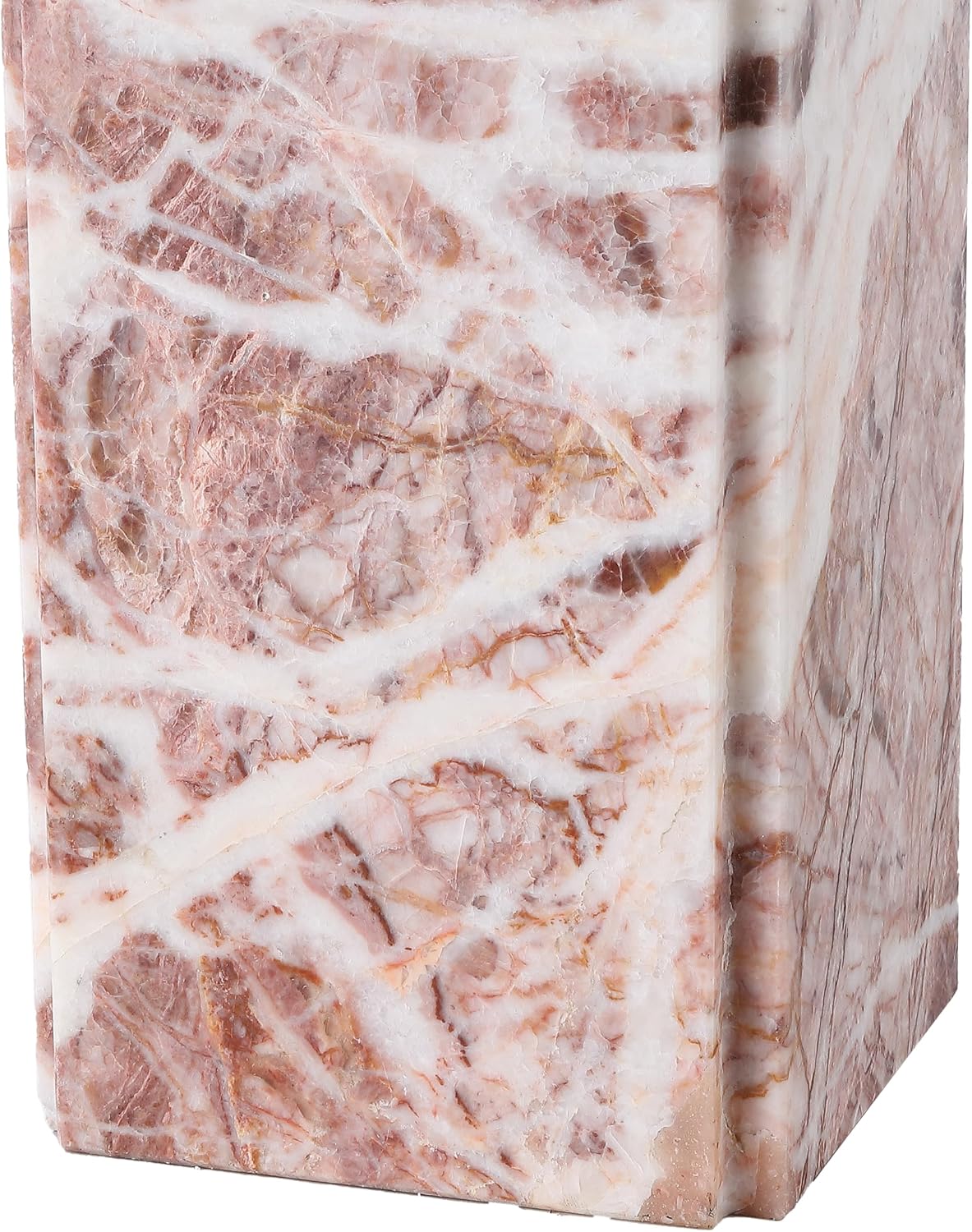 SAFAVIEH Couture Lighting Collection - Mackenzie Square Tan Marble Table Lamp, 25' Modern Bedside or Living Room Light with White Cotton Shade, Dimmable with LED Bulb (CTL1080E)
