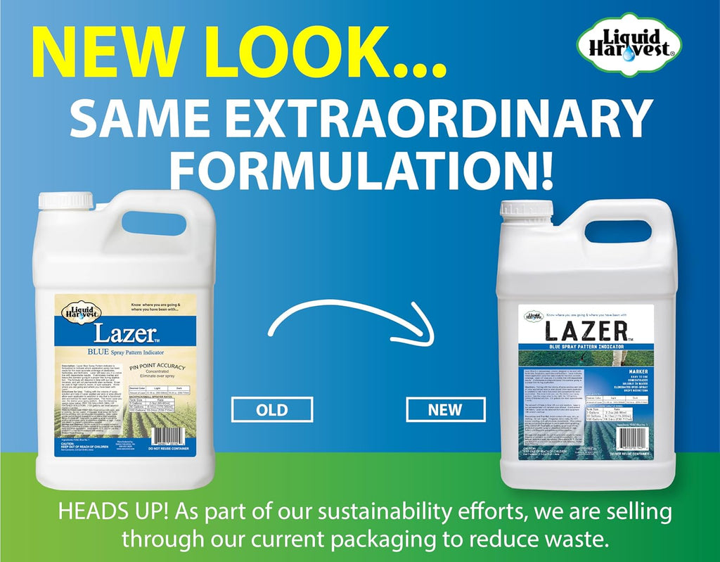 Liquid Harvest Lazer Blue Concentrated Spray Pattern Indicator - 2.5 Gallon- Perfect Weed Spray Dye, Herbicide Dye, Fertilizer Marking Dye, Turf Mark and Blue Herbicide Marker