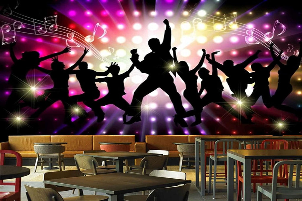 MWZ3480 Music Singing Dancing Show Stars HD 3D Wallpaper for Disco Club Karaoke[11 ft x 10 ft] / [335 cm x 305 cm]