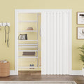 60' x 80' Enhanced Accordion Door Interior, Power Magnetic PVC Folding Door with 2 Handles & All Hardware, Room Divider Accordion Doors for Doorway Closet Basement Bathroom RV Camper, White