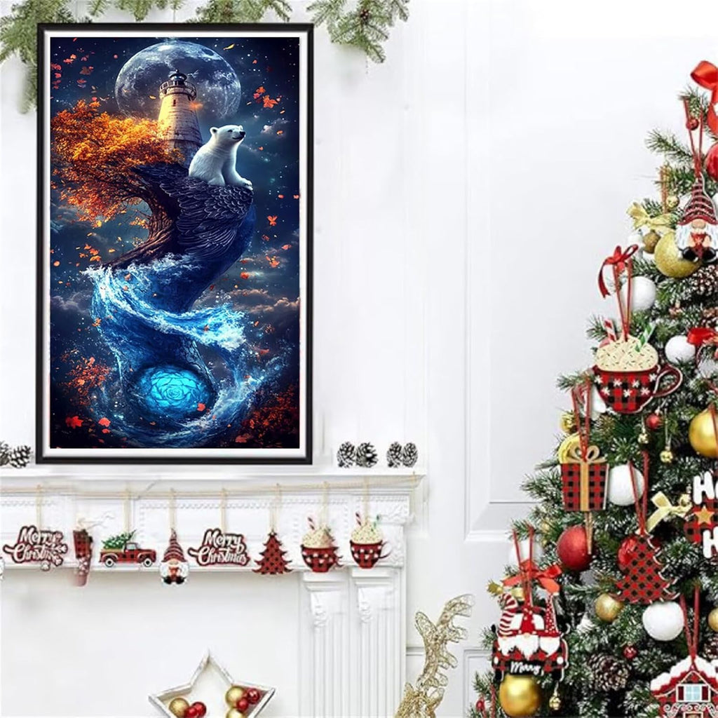 Diamond Art Kits for Adults Lighthouse Diamond Painting Kits, 5D DIY Round Animal Full Drill Dimond Art Paintings Crystal Crafts for Adults for Gift Home Wall Decor, Large Size 36 x 72 Inch, Model675