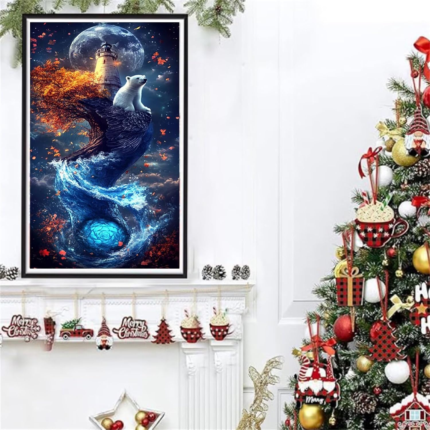 Diamond Art Kits for Adults Lighthouse Diamond Painting Kits, 5D DIY Round Animal Full Drill Dimond Art Paintings Crystal Crafts for Adults for Gift Home Wall Decor, Large Size 36 x 72 Inch, Model675