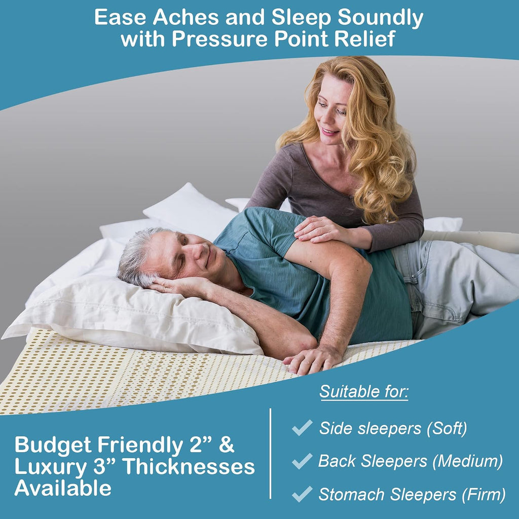 7 Zone Green Natural Organic Latex Mattress Topper King Size - 2 inch - Soft Plush Pillow Top - GOLS Certified Latex Foam Bed Pad for Side Sleepers Zonal Support Durable and Breathable