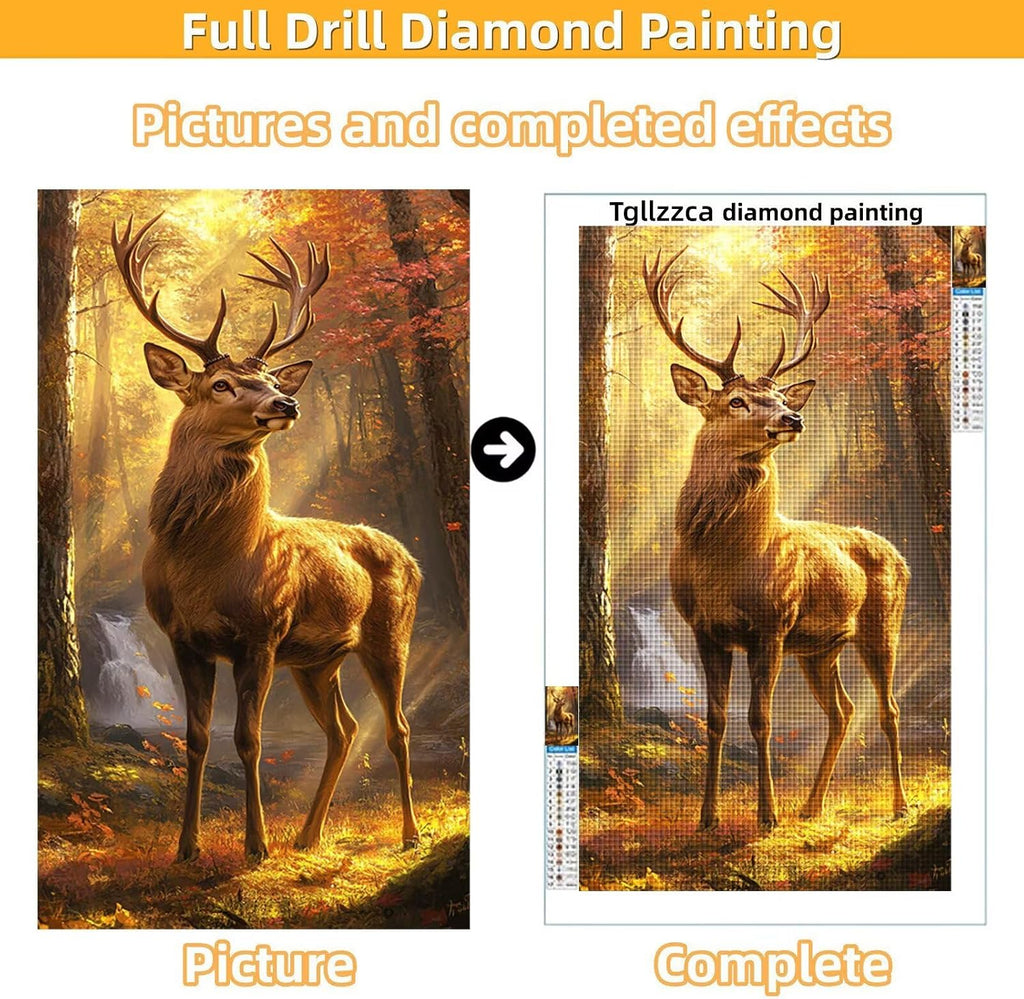 Diamond Art Kits for Adults Elk Diamond Painting Kits, 5D DIY Square Animal Full Drill Dimond Art Paintings Crystal Rhinestones Crafts for Adults for Home Wall Decor, Large Size 40 x 80 Inch, Model720