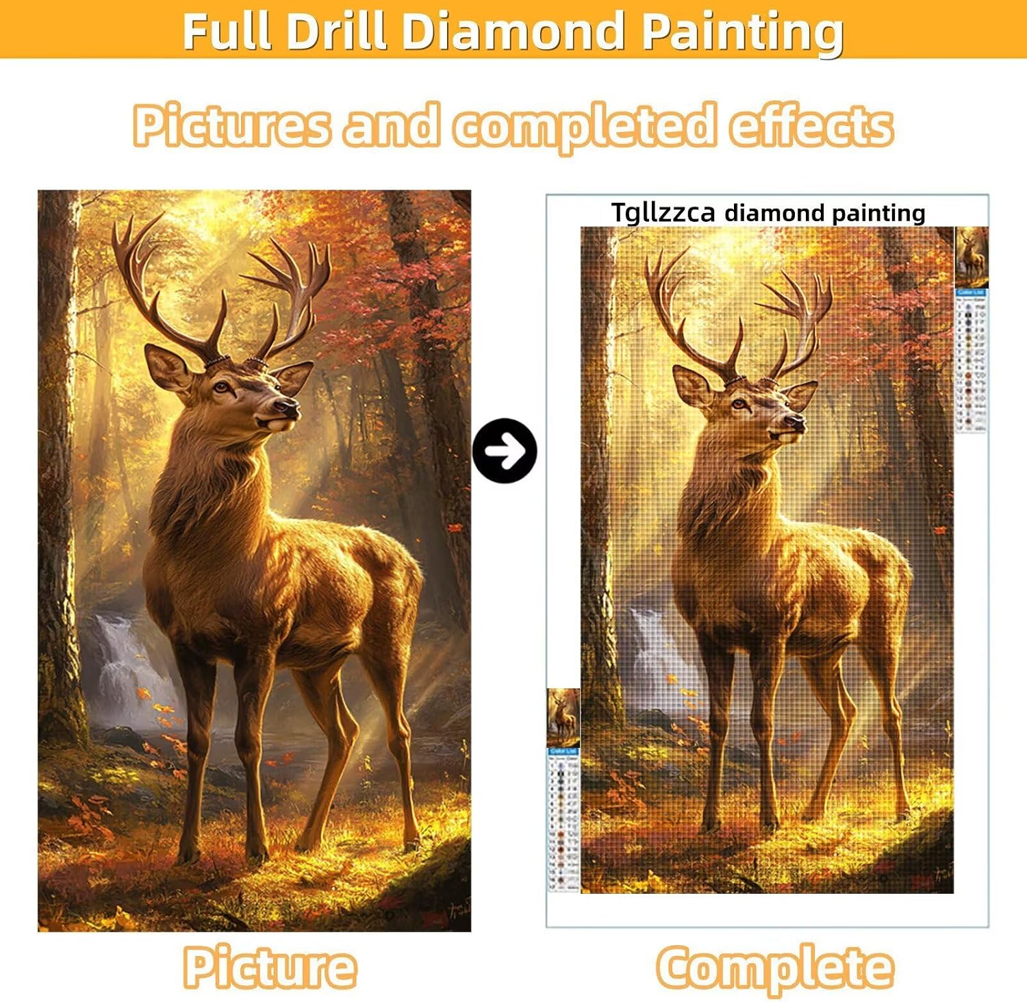 Diamond Art Kits for Adults Elk Diamond Painting Kits, 5D DIY Square Animal Full Drill Dimond Art Paintings Crystal Rhinestones Crafts for Adults for Home Wall Decor, Large Size 40 x 80 Inch, Model720