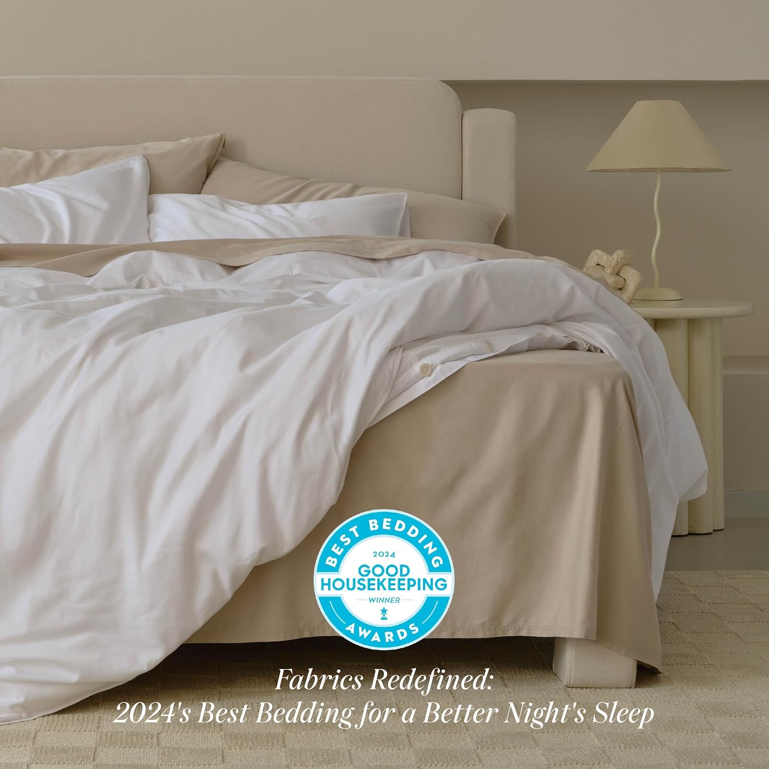 Double Stitch Cotton Tencel Duvet Cover - Queen Size Comforter Cover, Luxury & Soft Eucalyptus Lyocell Bedding Set for Hot Sleepers, Cooling & Breathable, Button Closure, Bright White, 90'x90'