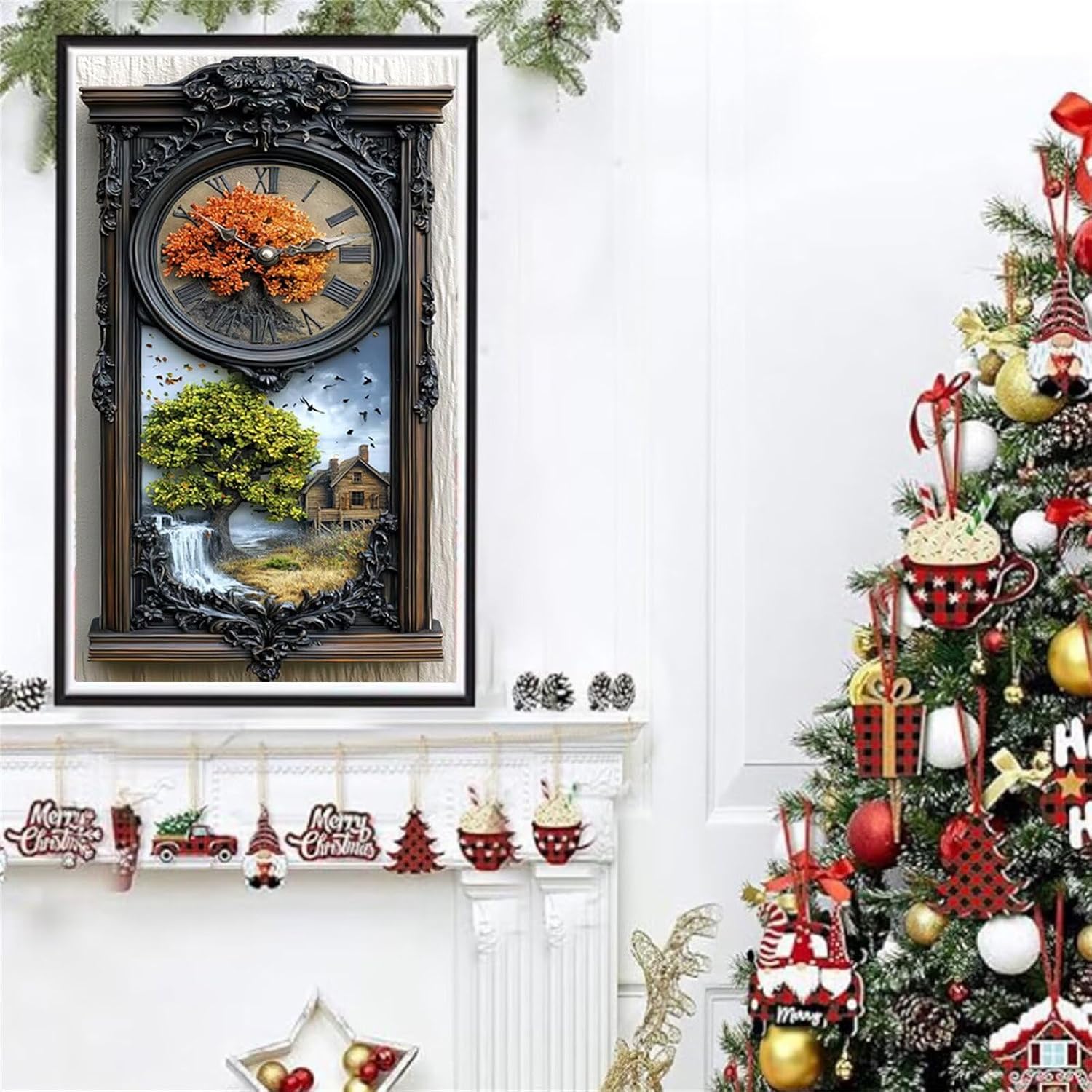 Diamond Art Kits for Adults Clock Diamond Painting Kits, 5D DIY Square Landscape Full Drill Dimond Art Paintings Crystal Crafts for Adults for Gift Home Wall Decor, Large Size 40 x 80 Inch, Model648