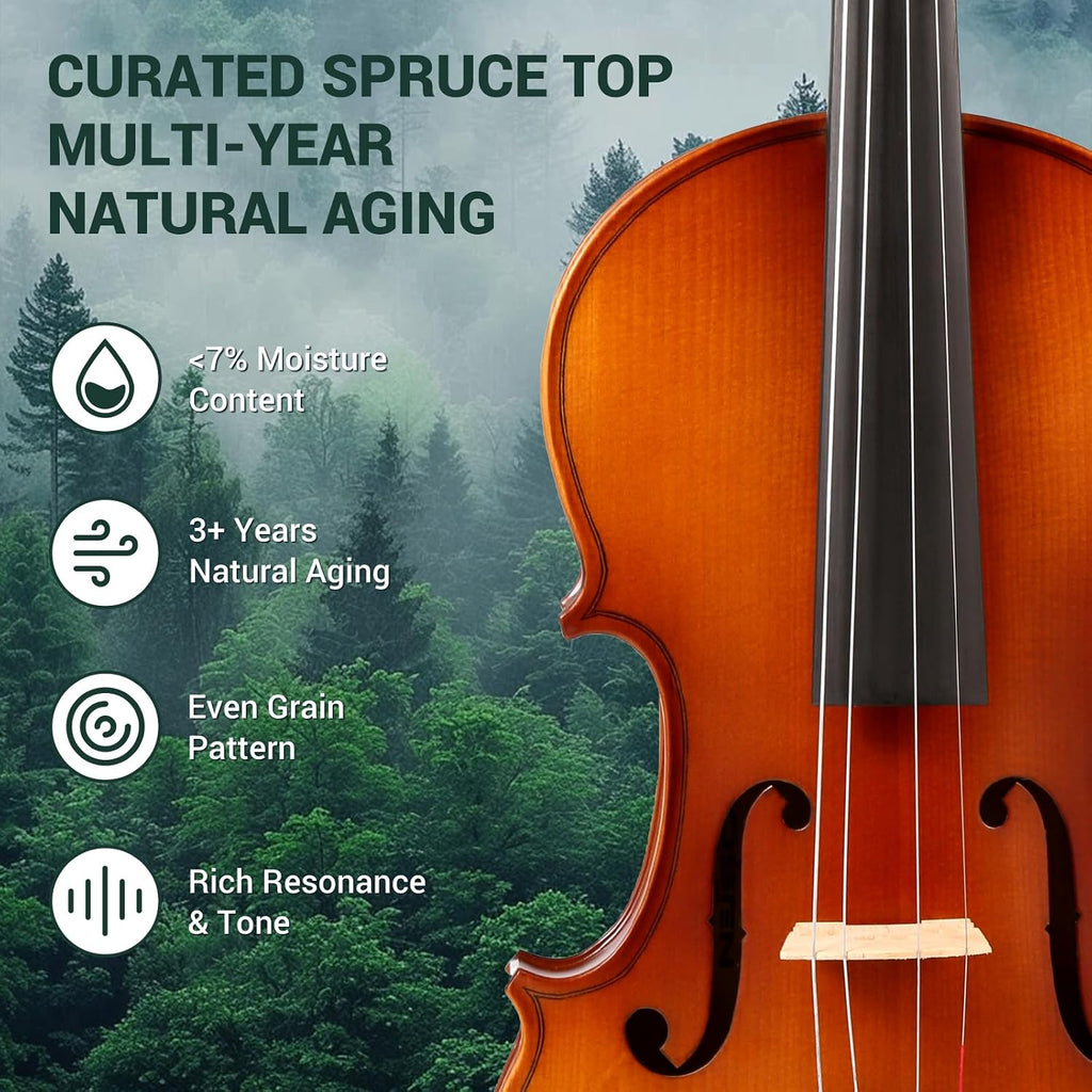 MOSEN 4/4 Full Size Solid Wood Violin, Violin Set for Beginners with Violin Case