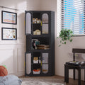 erosoei Farmhouse Corner Cabinet, Tall Corner Pantry Storage Cabinet with Acrylic Glass Door Design & Adjustable Feet, for Laundry Room, Bathroom, Kitchen,Bedroom(Black)