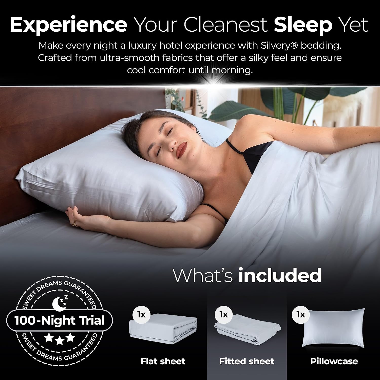 Silvery Silver Infused Bed Sheets Set - Award-Winning Self-Cooling Fabric with Self-Cleaning Silvery Technology™ That Stays Fresh 3X Longer for Hygienic Sleep (Gray, Twin)