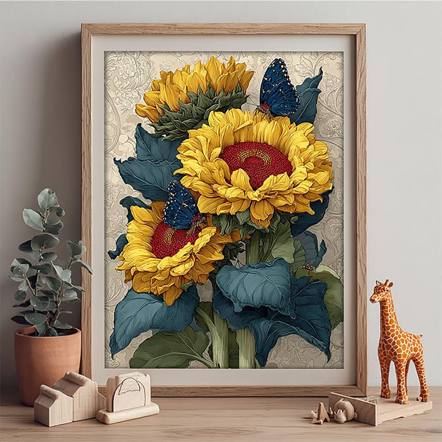 Butterfly Diamond Art Kits for Adults, Sunflower 5D Diamond Painting Kit, 5D DIY Full Drill Dimond Art Paintings, DIY Dimond Gem Crafts for Adults Beginners, Wall Decor for Bedroom, 40x54in 1-2280