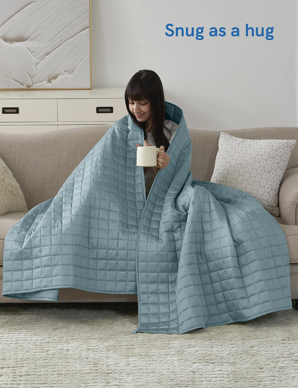 YnM King Size Cooling Weighted Blanket for Adults (88x104 Inches, 25 Pounds, Sea Grass), Perfect for Hot Sleepers with Cooling Rayon/Glass Beads, Heavy Bed Blanket for Couple on Queen or King Bed