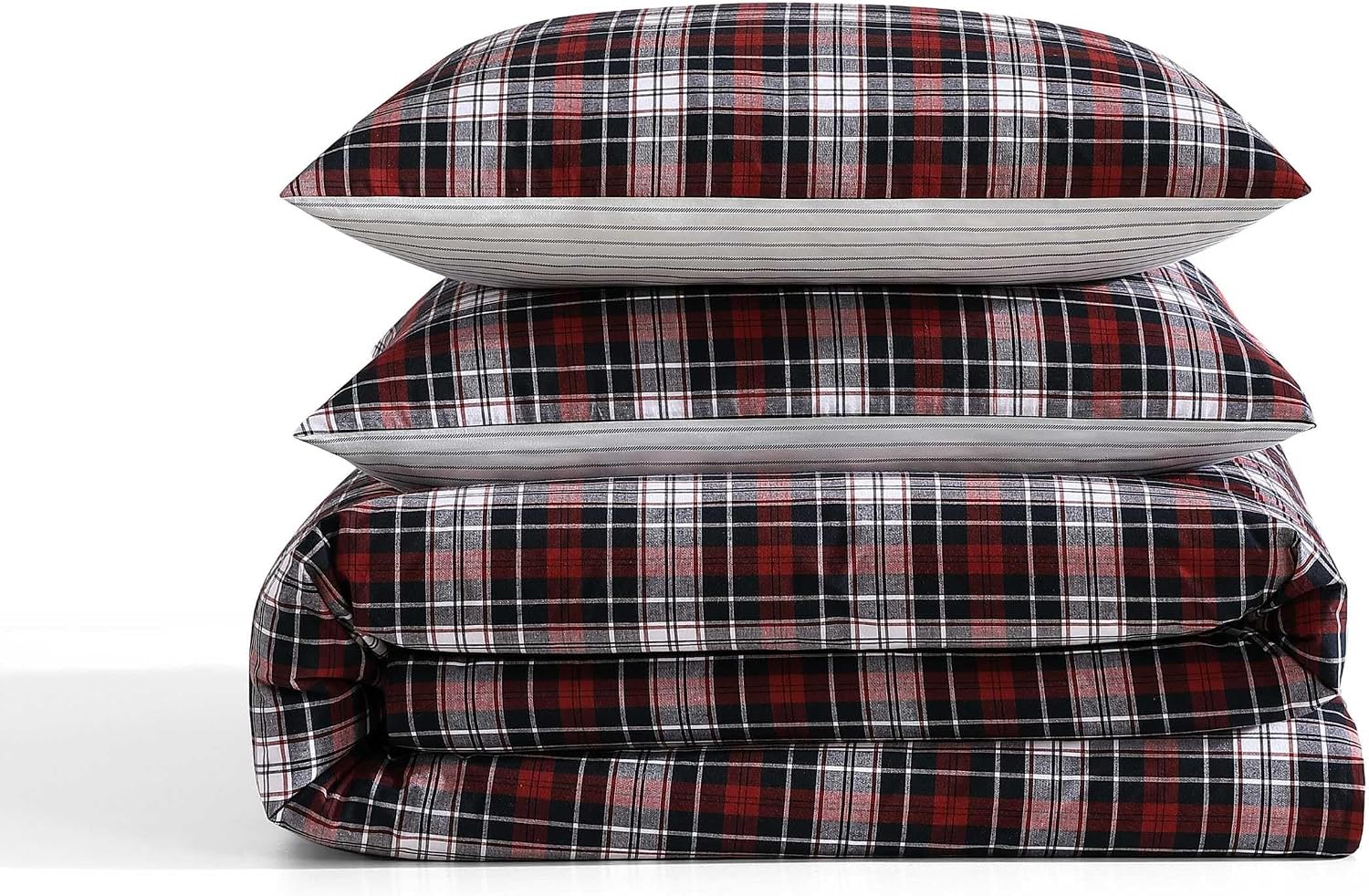 Tommy Hilfiger - Twin Comforter Set, Reversible Yard-Dyed Cotton Bedding with Matching Sham, Medium Weight, Oeko-Tex Certified, Dorm Essentials (Essential Tartan Red)