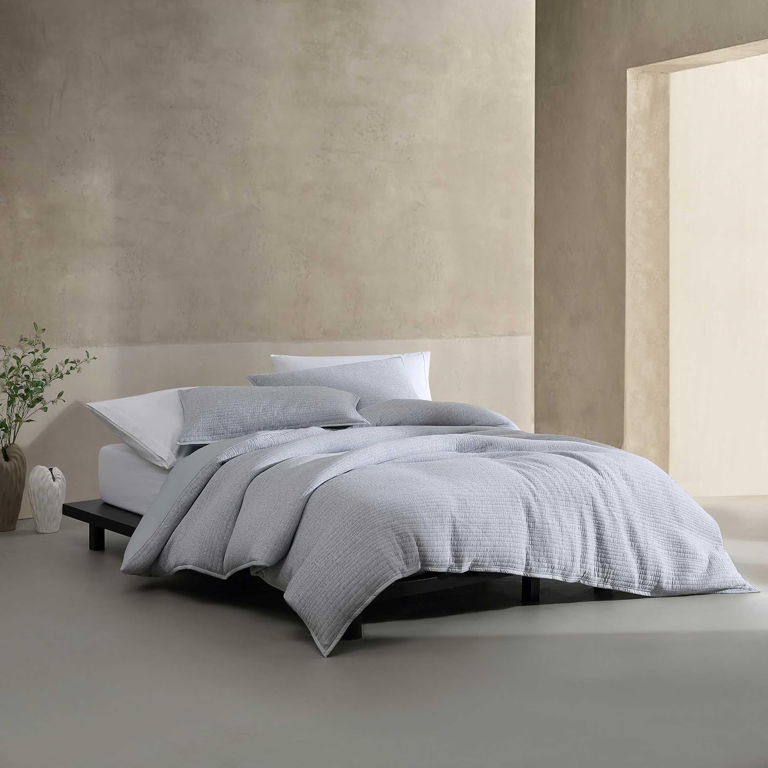 Calvin Klein - King Duvet Cover Set, Luxuriously Soft Home Decor, Modern Cotton Ribbed Matelasse Bedding (Grey Blue Heather, King)
