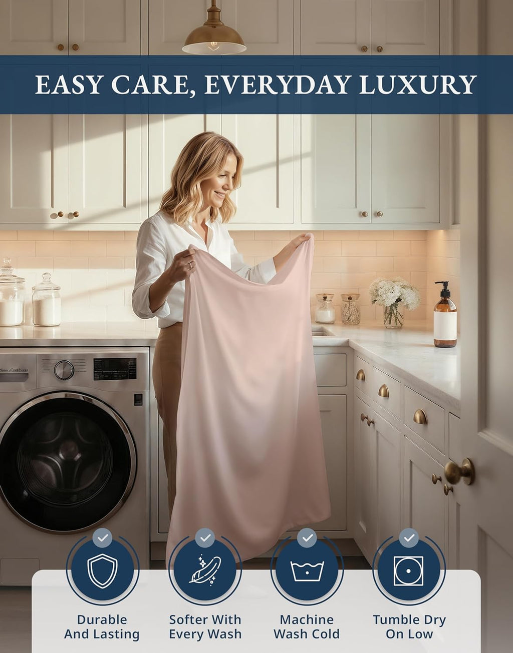 LANE LINEN 100% Cotton Split King Bedding Set for Adjustable Beds - 1000 Thread Count, Fully Elasticized Reinforced 15' Extra Deep Pocket Split King Sheets, Sateen Weave for Silky Finish - Sepia Rose