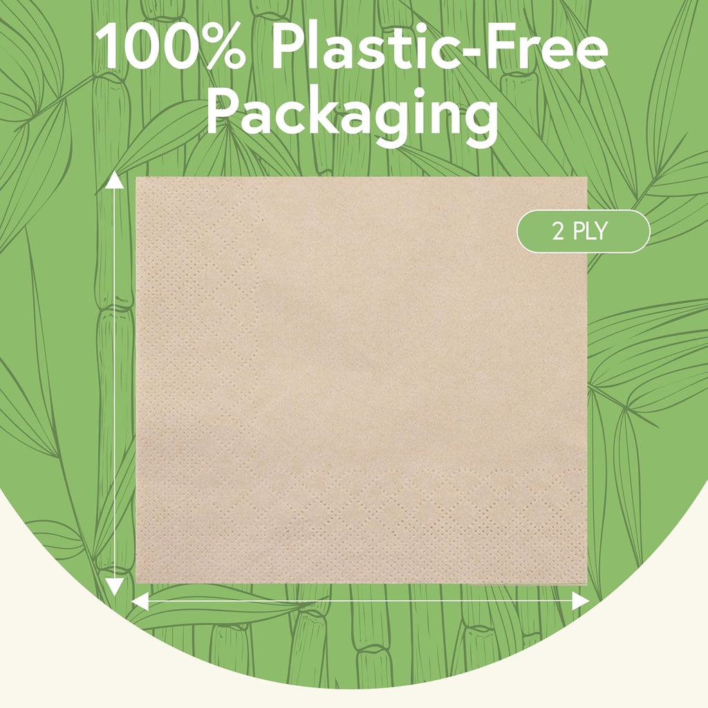 Jenvita Everyday 100% Bamboo Eco Friendly Napkins (3000-Pack) | All Natural Biodegradable Napkins for Lunch, Dinner, Events & Entertaining | 2-Ply FSC Certified | Bamboo Paper Towel | 6.5 x 6.5 Inch